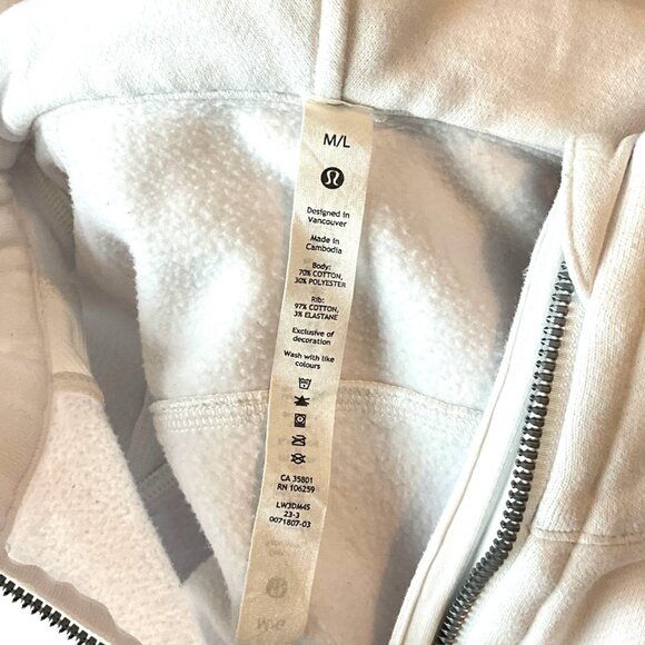 Lululemon Scuba Oversized 1/2 Zip Hoodie White Size M / L Pullover Sweatshirt - Picture 8 of 9